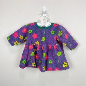 Vintage The Place Purple Floral Sweatshirt Dress M 12-18 Months